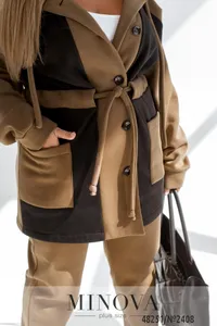 Костюм 2408-бежевый-черный Minova