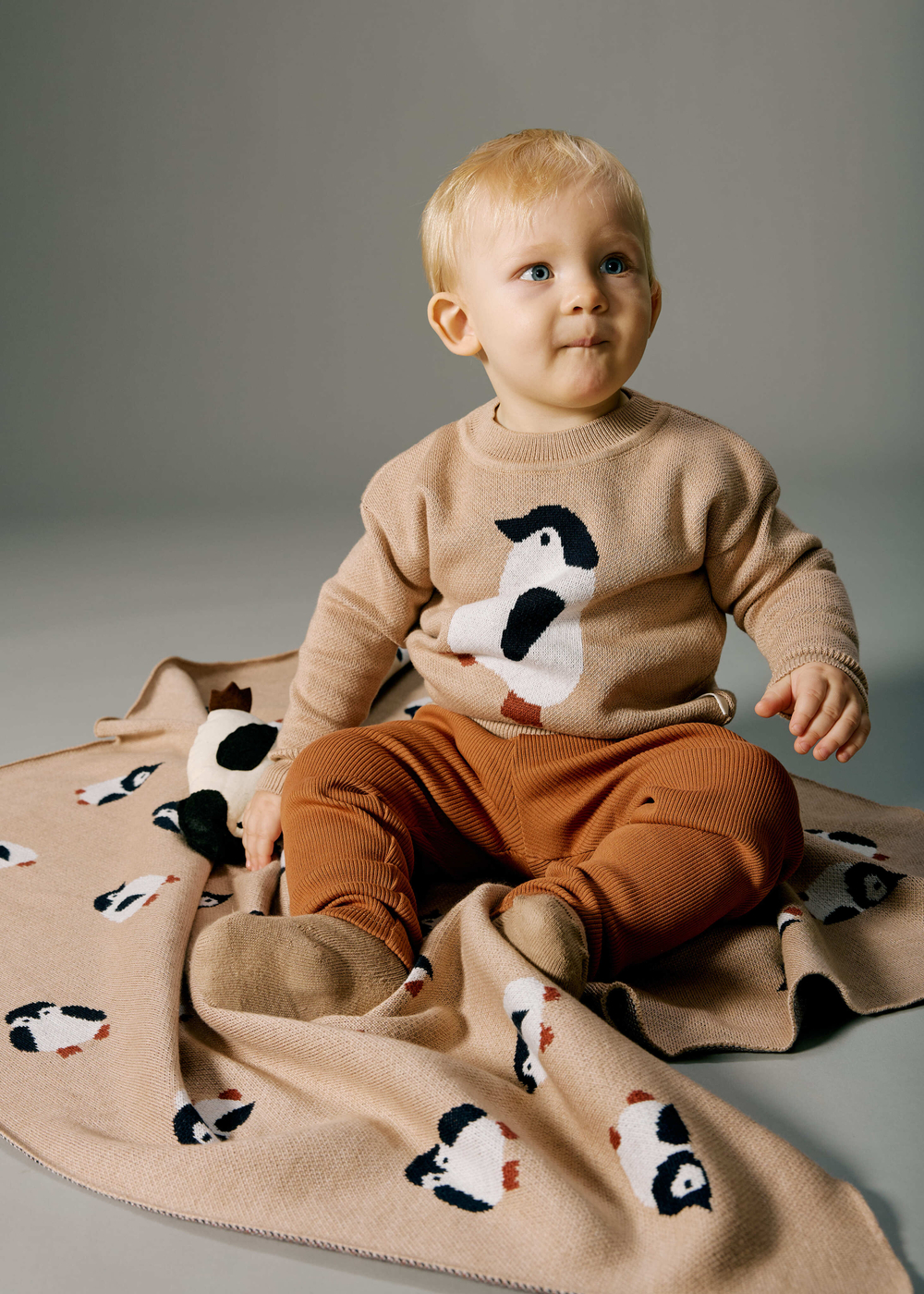 Плед вязаный Simple (пингвины)