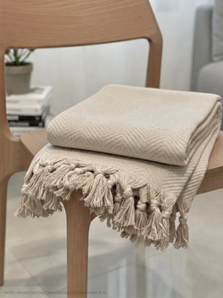 Плед-покрывало из хлопка Sidney, цвет Бежевый