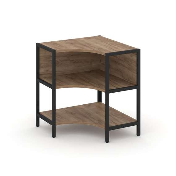 Shelf System Односекционный угловой стеллаж двухярусный SN.STMU-211 Дуб Табак/Металл Черный 810*810*