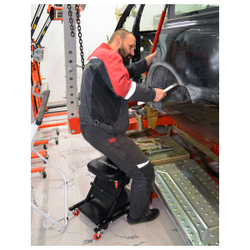 WDK-86044  Лежак ремонтный подкатной на 8-ми колёсах, складной, металлическая основа, порол. матрац