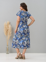 Платье П-026/голубой-ромашковоеполе