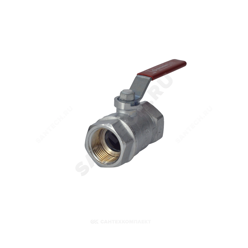 Кран шаровой латунь хром R250D Ду 100 Ру42 ВР рычаг красный Giacomini R250X011
