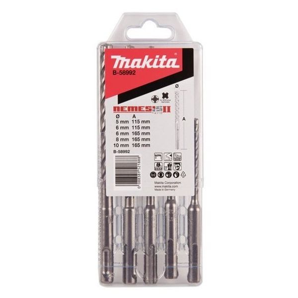 Набор буров SDS+ Makita B-58992, NEMESIS II, 5 шт