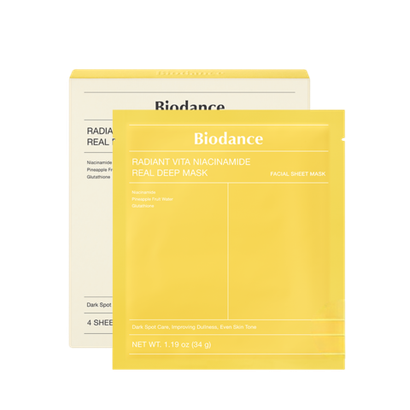 BIODANCE Набор гидрогелевых масок для сияния с Витамином с и ниацинамидом Radiant Vita Niacinamide Real Deep Mask Set, 4 шт