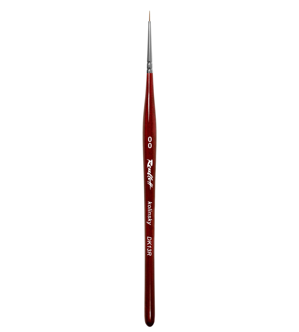 Кисть колонок DK13R_ круглая 00_ ручка фигурная бордовая Roubloff