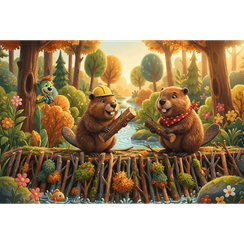 Pazl \ Puzzle \ Пазлы Puzzles - "160" Inspired By Trends - At the beaver's / KAZSTUDIO SA The Treflik Family