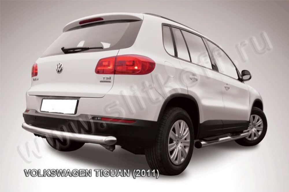 Защита заднего бампера (нержавейка) Volkswagen Tiguan (2011-2016) d76 радиусная