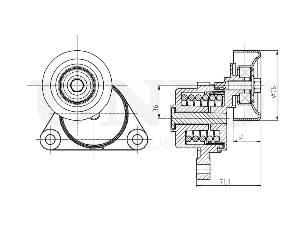 Ролик с натяжителем приводного ремня UNIO TNS-10075