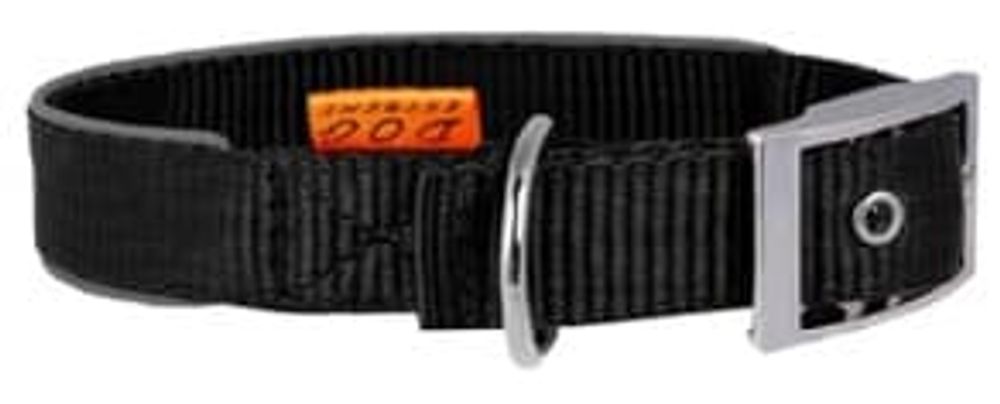 Ошейник двойной нейлоновый со светоотр. встав "Dog Extreme" шир-15мм черный (67021)