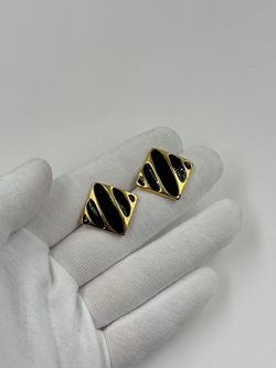Серьги Ромбы с чёрной эмалью