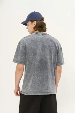 Футболка КУЛЬТУРА oversize "Premium", garment dyed серо-синий