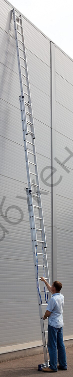 СИБИН 14 ступеней, со стабилизатором, алюминиевая, трехсекционная лестница (38833-14)