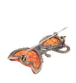 AM-1995 Брошь «Котенок Лик» (латунь, янтарь)