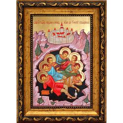 Семь  спящих отроков Эфесских. Икона на холсте.