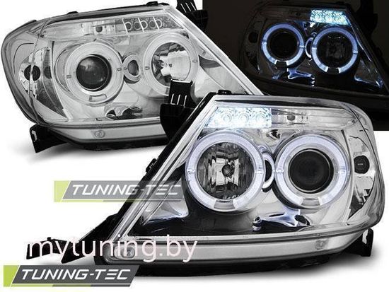 Передние фары Toyota Hilux angel eyes chrome