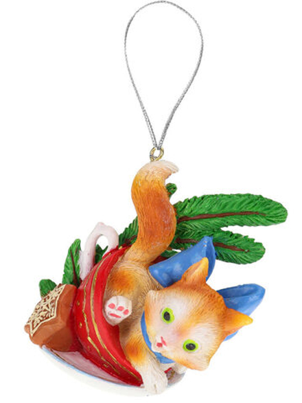 Подвесное украшение 7см "Котик в чашке" из полирезины