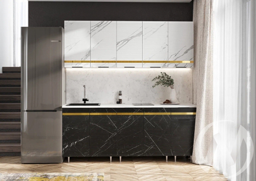 Кухня Милена 2;0м (белый/мрамор белый софт; мрамор блэк софт/антарес)