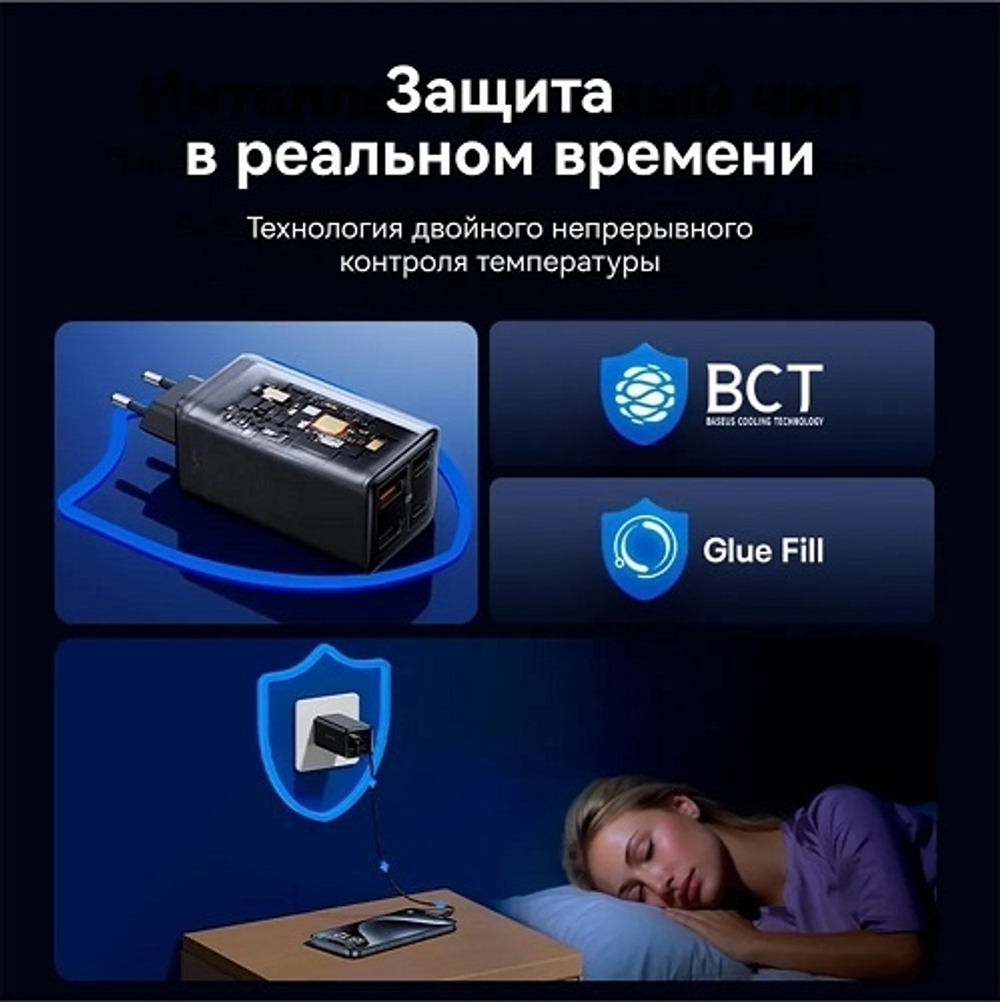 Зарядное устройство Baseus Gan6 Pro USB Type-C, USB черный