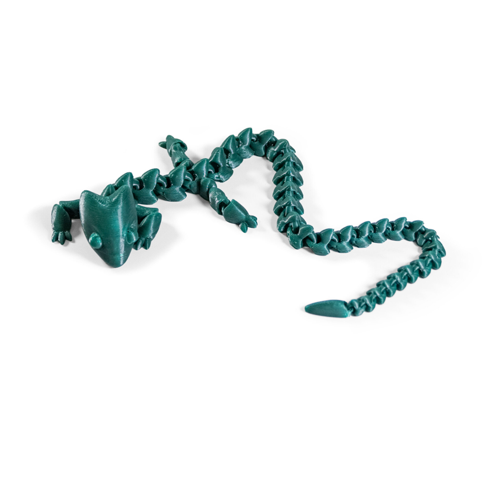 Игрушка-антистресс подвижная гибкая Ящерица-четки, 3D печать, 39см, зеленая