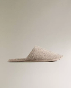ZARA HOME МАХРОВЫЕ ТАПОЧКИ, БЕЖЕВЫЙ