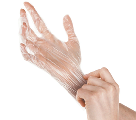 Одноразовые полиэтиленовые перчатки PATERRA, размер М
