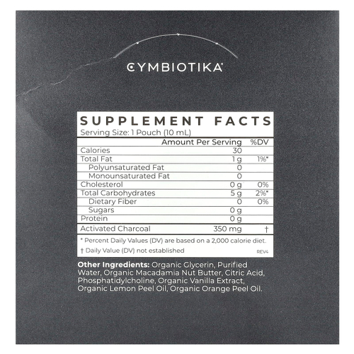 Cymbiotika, Активированный уголь, лимонный крем, 26 пакетиков по 10 мл (0,3 жидк. Унции)