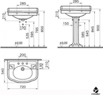 Раковина в комплекте с постаментом/Vitra Aria/6055B003-0001/72_54//, шт