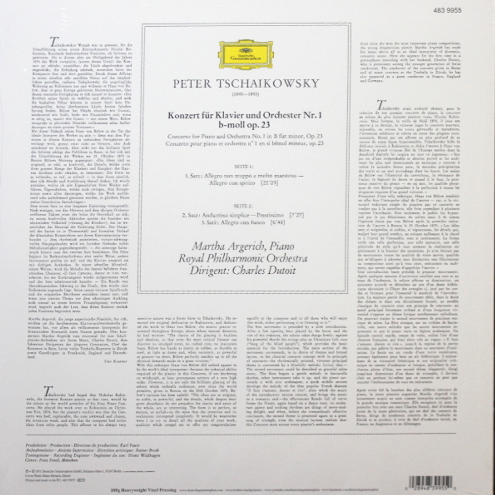 Martha Argerich, Royal Philharmonic Orchestra, Charles Dutoit / Tchaikovsky: Piano Concerto No. 1 In B-Flat Minor (LP)