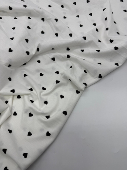 Кулир хб Сердечки на белом