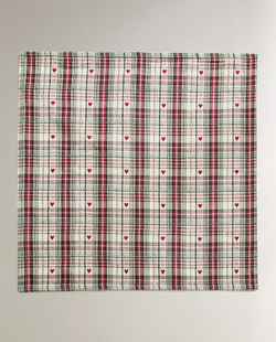 ZARA HOME КУХОННЫЕ ПОЛОТЕНЦА С РОЖДЕСТВЕНСКОЙ ВЫШИВКОЙ В КЛЕТКУ (НАБОР ИЗ 2 ШТ.), КРАСНЫЙ