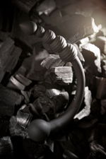 Черный двусторонний вибратор - 35 см. (Цвет: черный)