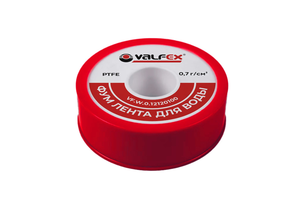 ФУМ лента для ВОДЫ 12 м х 12 мм х 0,1 мм, БЕЛАЯ VALFEX (500/10) К
