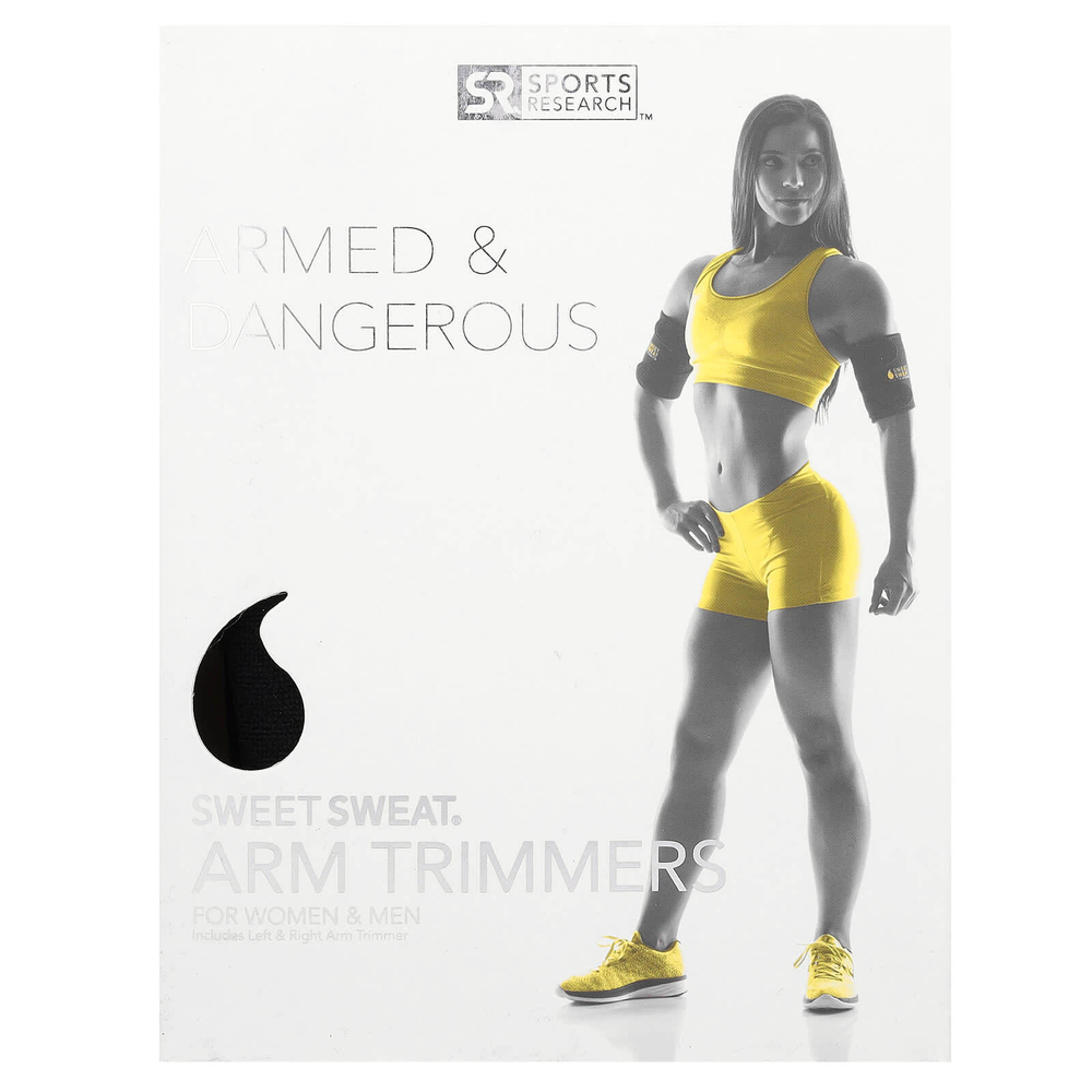 Sports Research, Sweet Sweat, триммеры для рук, средний размер, черный и желтый, 1 пара