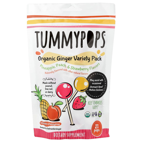 Tummydrops, Tummypops, органический имбирь, 21 шт.