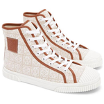 LOEWE Anagram High top Canvas Shoes Men"s White Brown