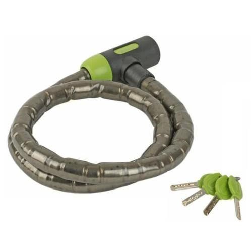 Замок вело ACL-90 C-Armored black/green 22х1200мм с защ. колпачком серо-зеленый AUTHOR