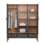 Шкаф 3х дверный с зеркалом «Бридж» браун/серый 7012