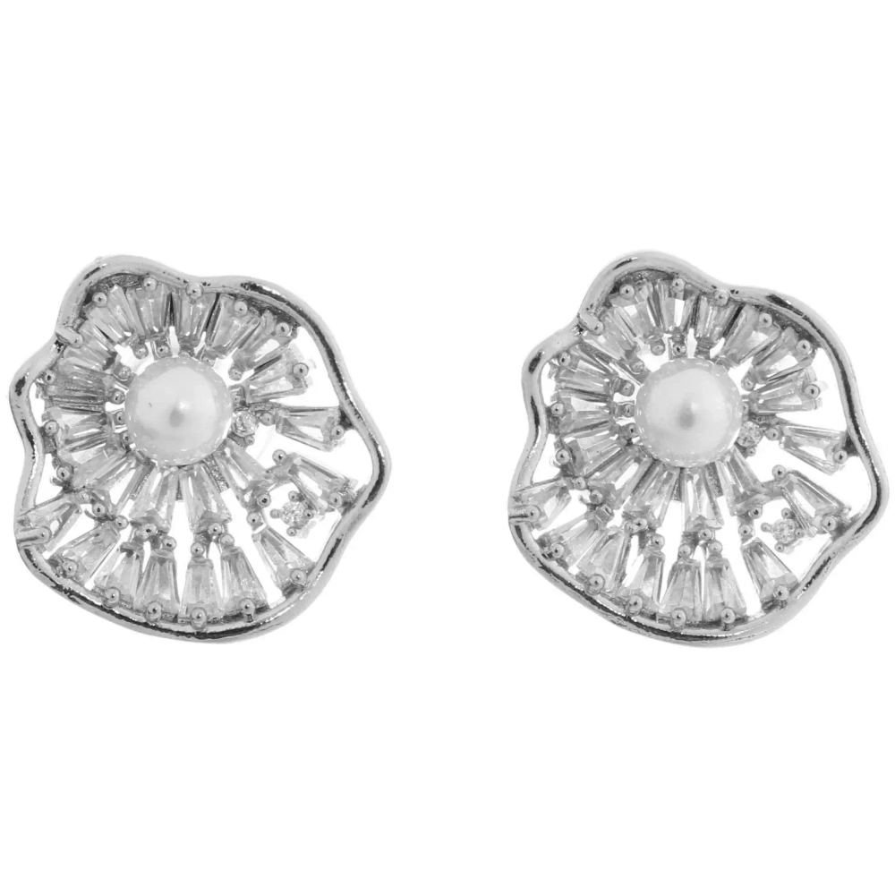 Серьги из гиппоалергенного металла со стразами «ПАЛУМНА», ракушка, цвет золото и серебро, 1,3-dсм