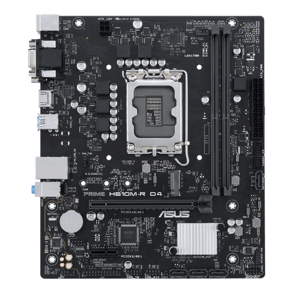 Материнская плата ASUS PRIME  H610M-R D4-SI, LGA1700 2xDDR4 4xSATA3 M.2 1xD-Sub 1xDVI 1xHDMI mATX
