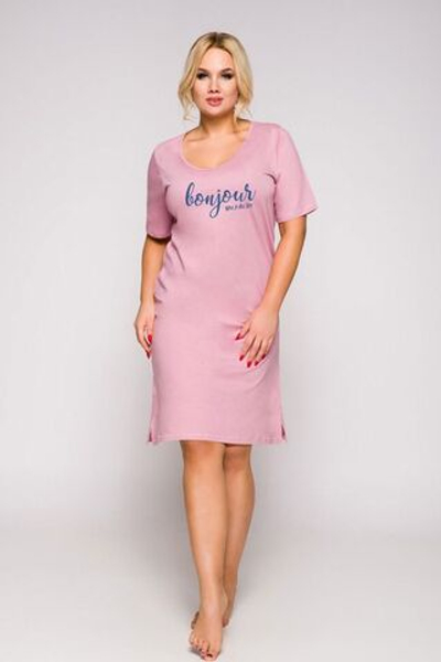 Женская хлопковая сорочка Bella с круглым вырезом (Размер: 6X) (Цвет: сиреневый)