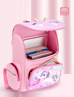 Школьный рюкзак ранец для девочки Единорог, фиолетовый