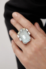 Кольцо Crezus, Tosca, разъемное, с кристаллами, CZ24-24E30 (аквамариновый)