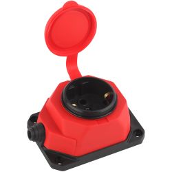 Колодка ЭРА K-1e-RED-IP44 каучуковая с заземлением 1 розетка 16A IP44 красная