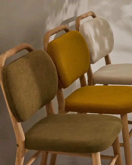 Стул Helda, горчичный шенилл, массив дуба