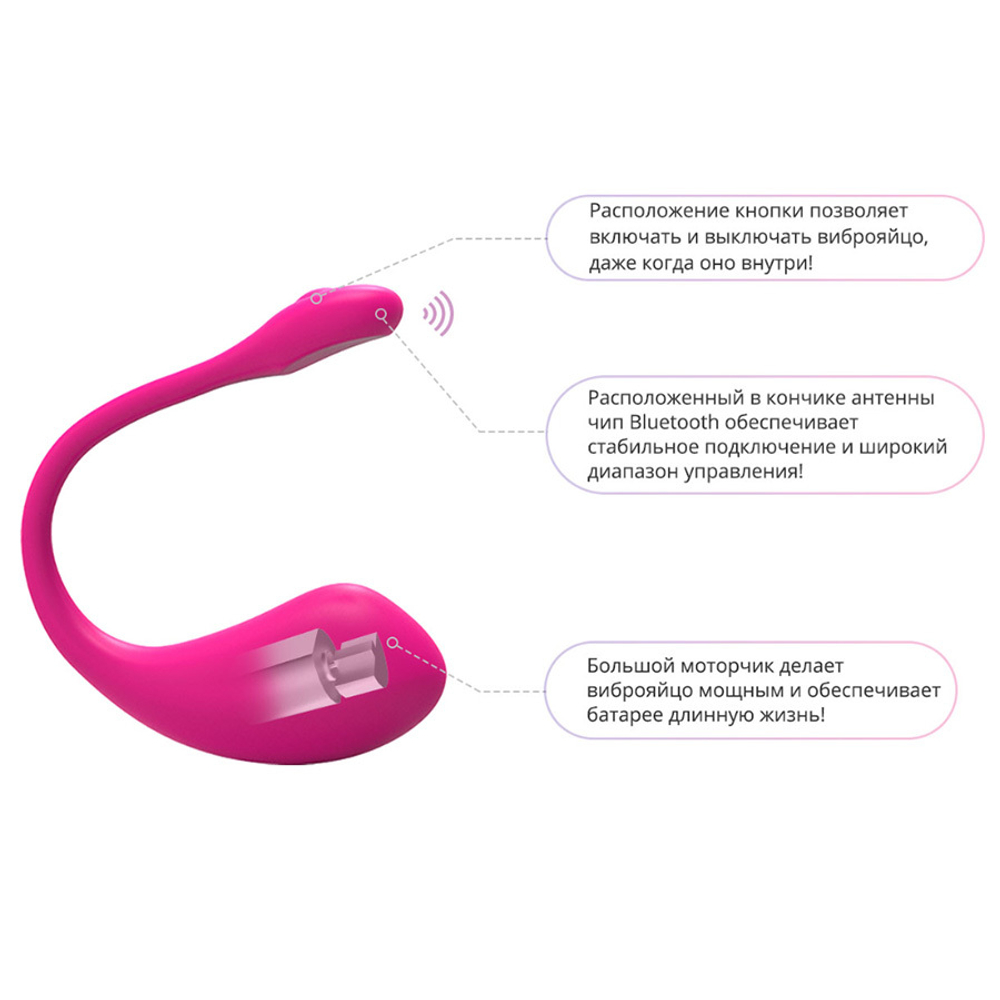 Розовое силиконовое виброяйцо 18см с управлением через приложение Lovense Lush 2 Smart Vibrating Egg Pink LE-03