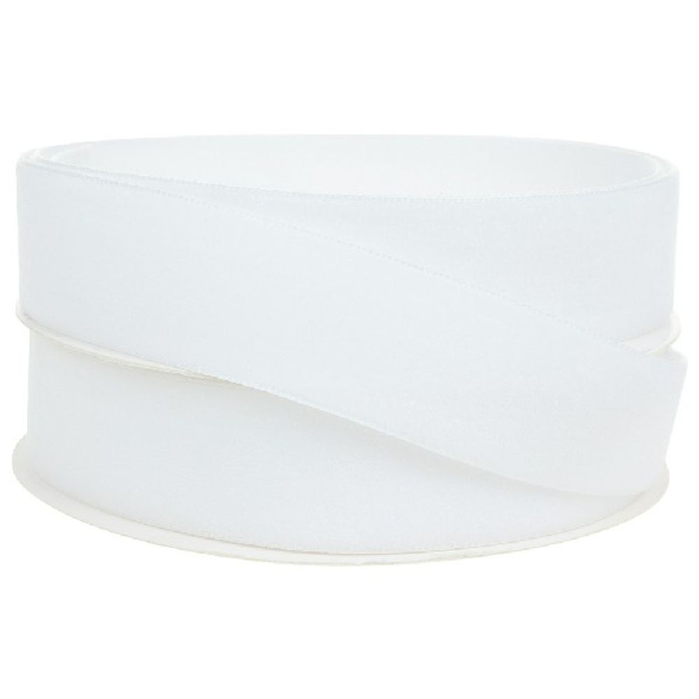 Лента декоративная (бархат) 25ммx10ярд (Белый)