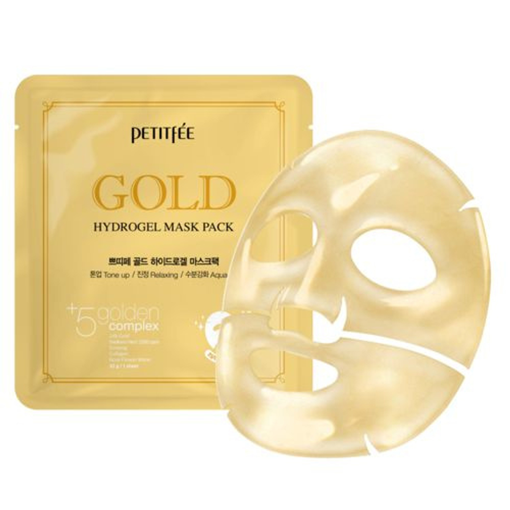 Petitfee Маска гидрогелевая c золотом - Gold hydrogel mask pack, 32г, шт