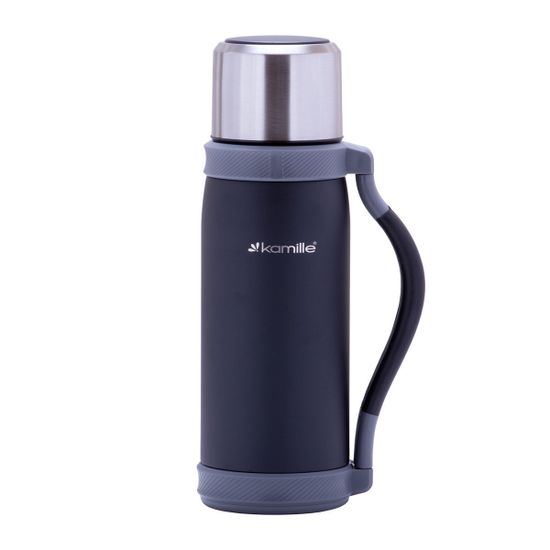 Термос 1200 мл. из нержавеющей стали Kamille KM-2015 с ручкой и ремешком.