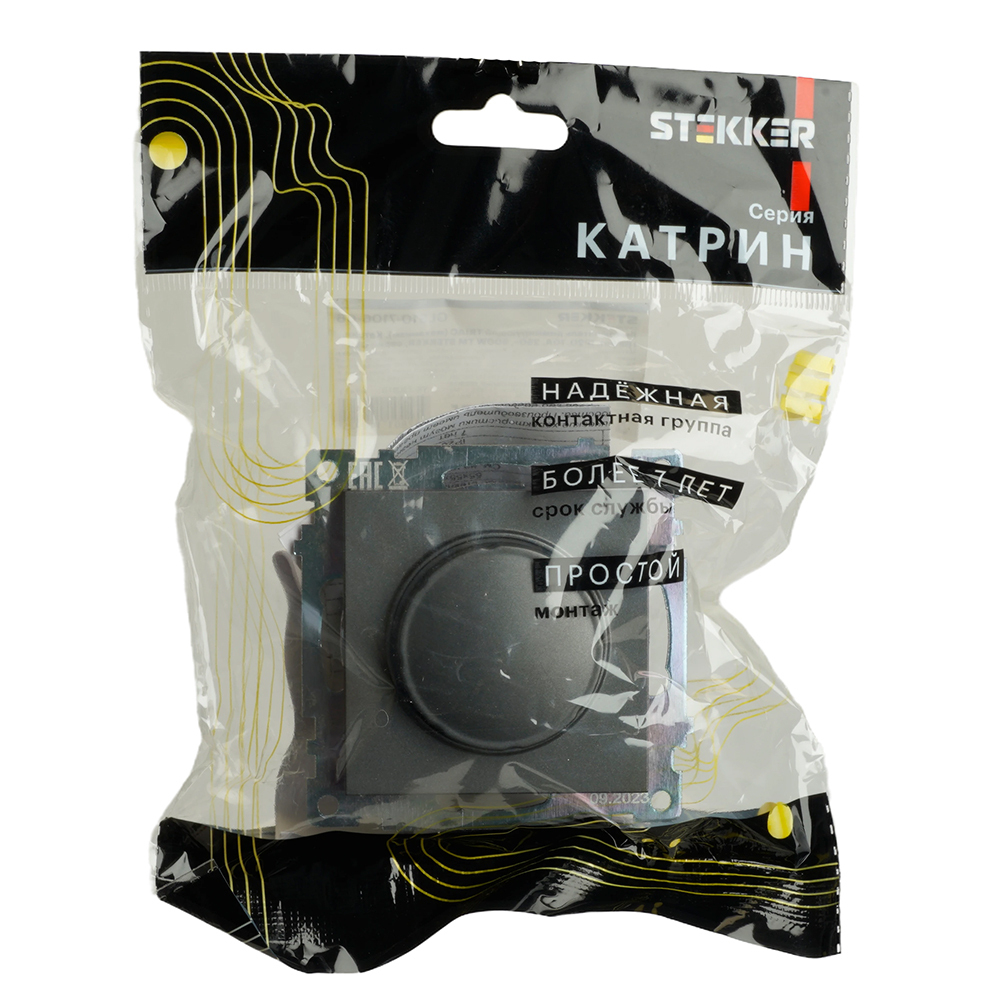 Выключатель диммирующий TRIAC (механизм) 250В, 500W, серия Катрин, графит, GLS10-7106-06 49413